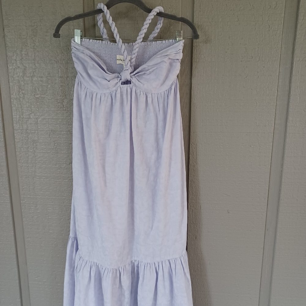 Mara Hoffman Basilia Coverup Dress Size M Women Beach Cotton Linen Tie Neck - Picture 3 of 13